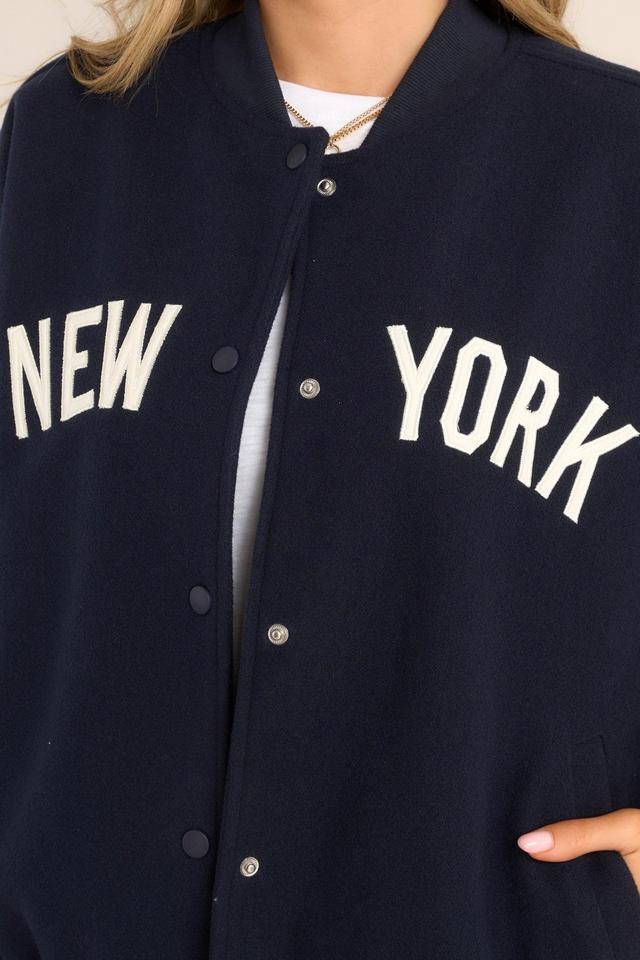 Do Better Navy Blue New York Varsity Jacket Product Image