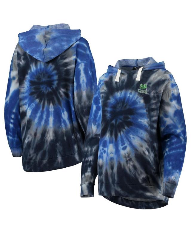 Womens Colosseum Navy Notre Dame Fighting Irish Slow Ride Spiral Tie-Dye Oversized Pullover Hoodie Product Image