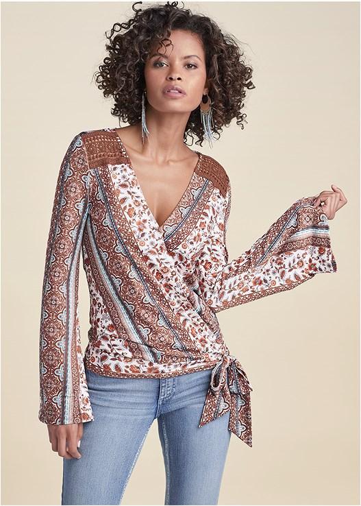 Printed Wrap Top Product Image