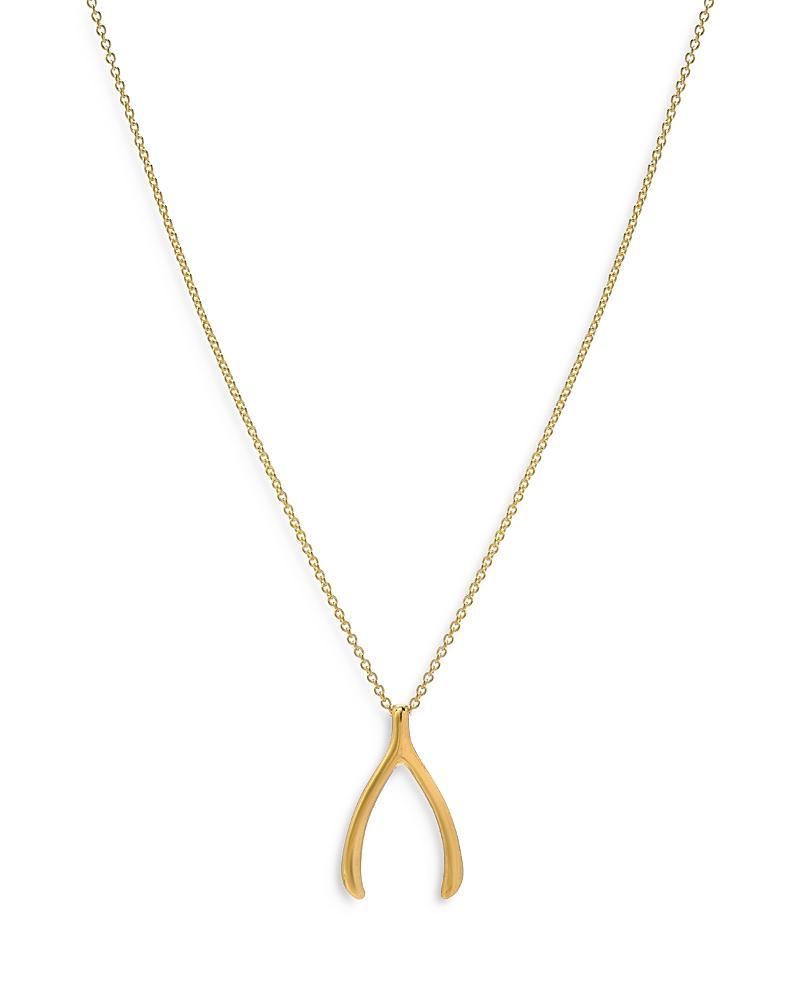 Zoe Lev Womens Wishbone Pendant Necklace in Gold Product Image