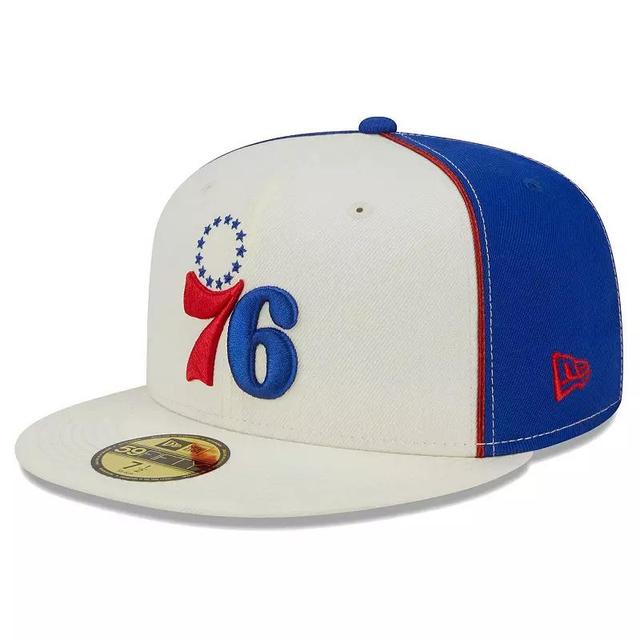 Mens New Era Cream Philadelphia 76ers Piped Pop Panel 59FIFTY Fitted Hat Product Image