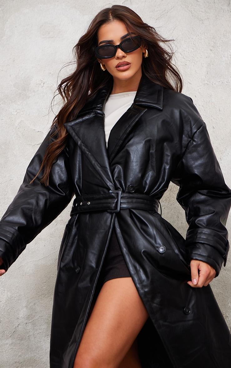 Black Coated Puffed Maxi Trench Coat product image