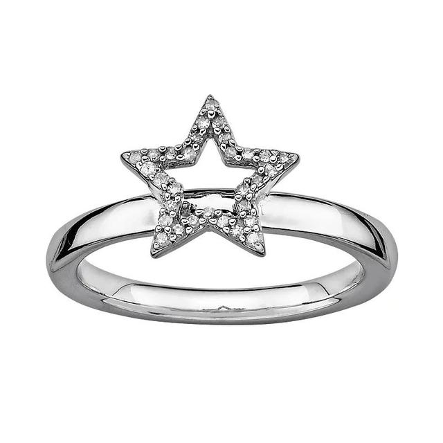 Stacks & Stones Sterling Silver 1/10-ct. T.W. Diamond Star Stack Ring, Womens Grey Product Image