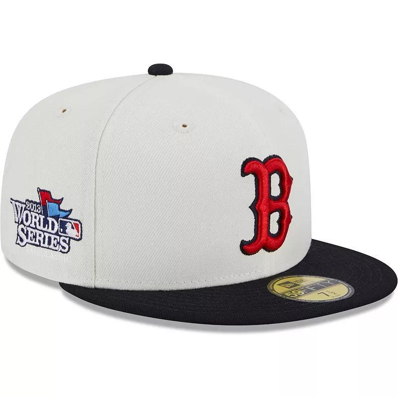 Mens New Era Stone/Navy Boston Red Sox Retro 59FIFTY Fitted Hat Product Image