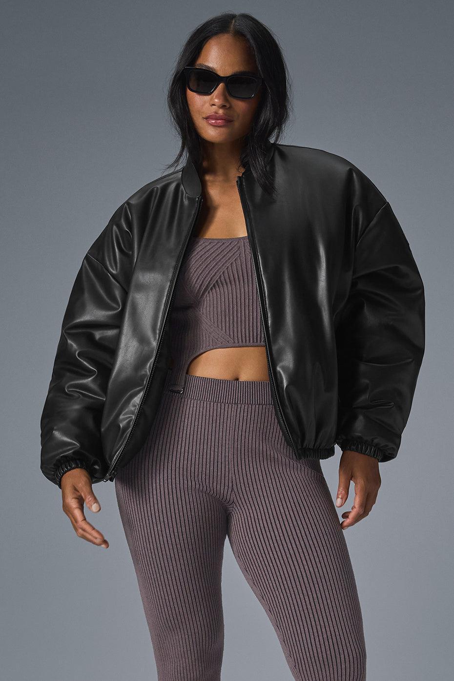 Faux Leather Premier Bomber - Black Female Product Image