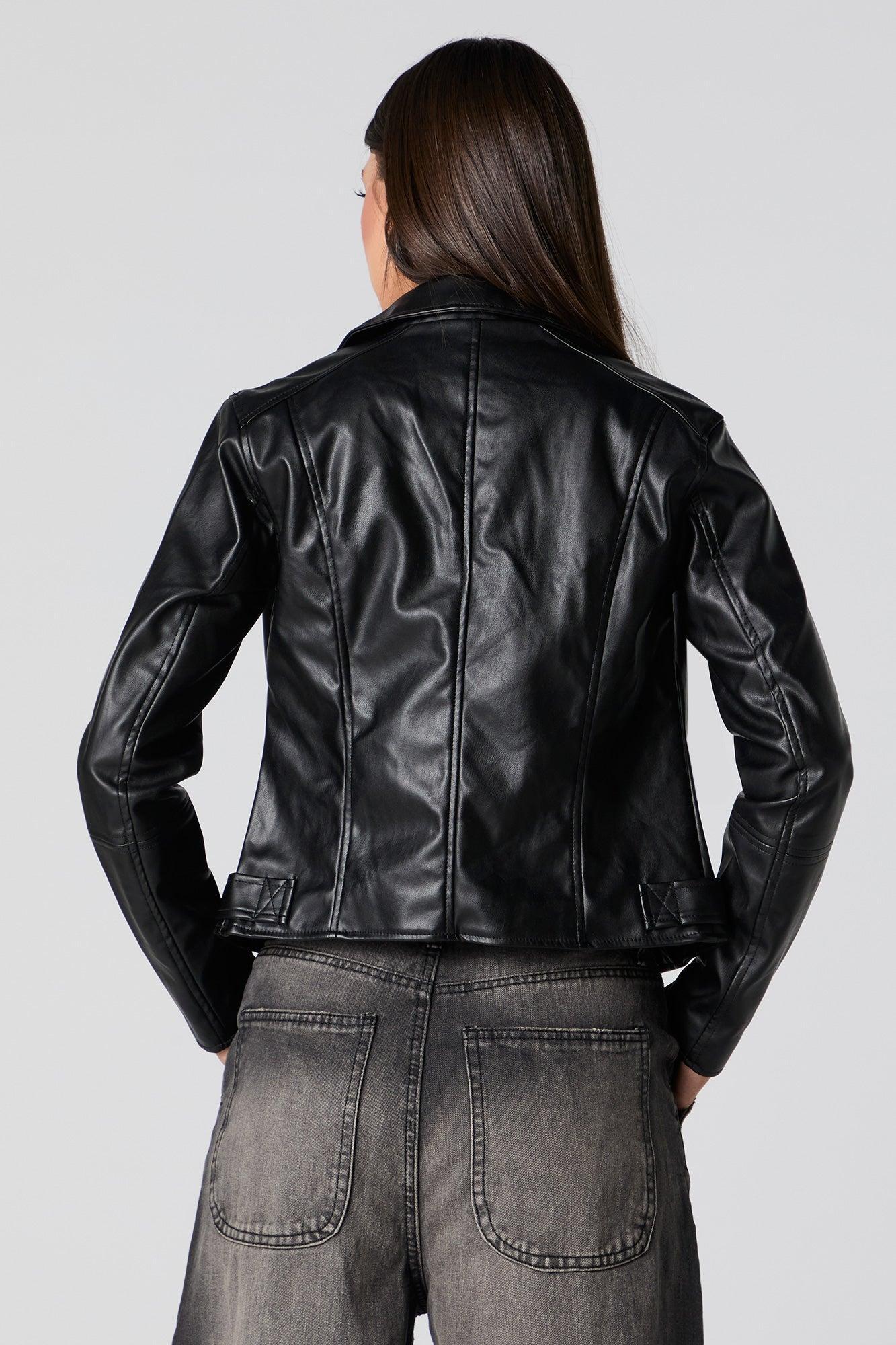 Faux Leather Biker Jacket Female Product Image