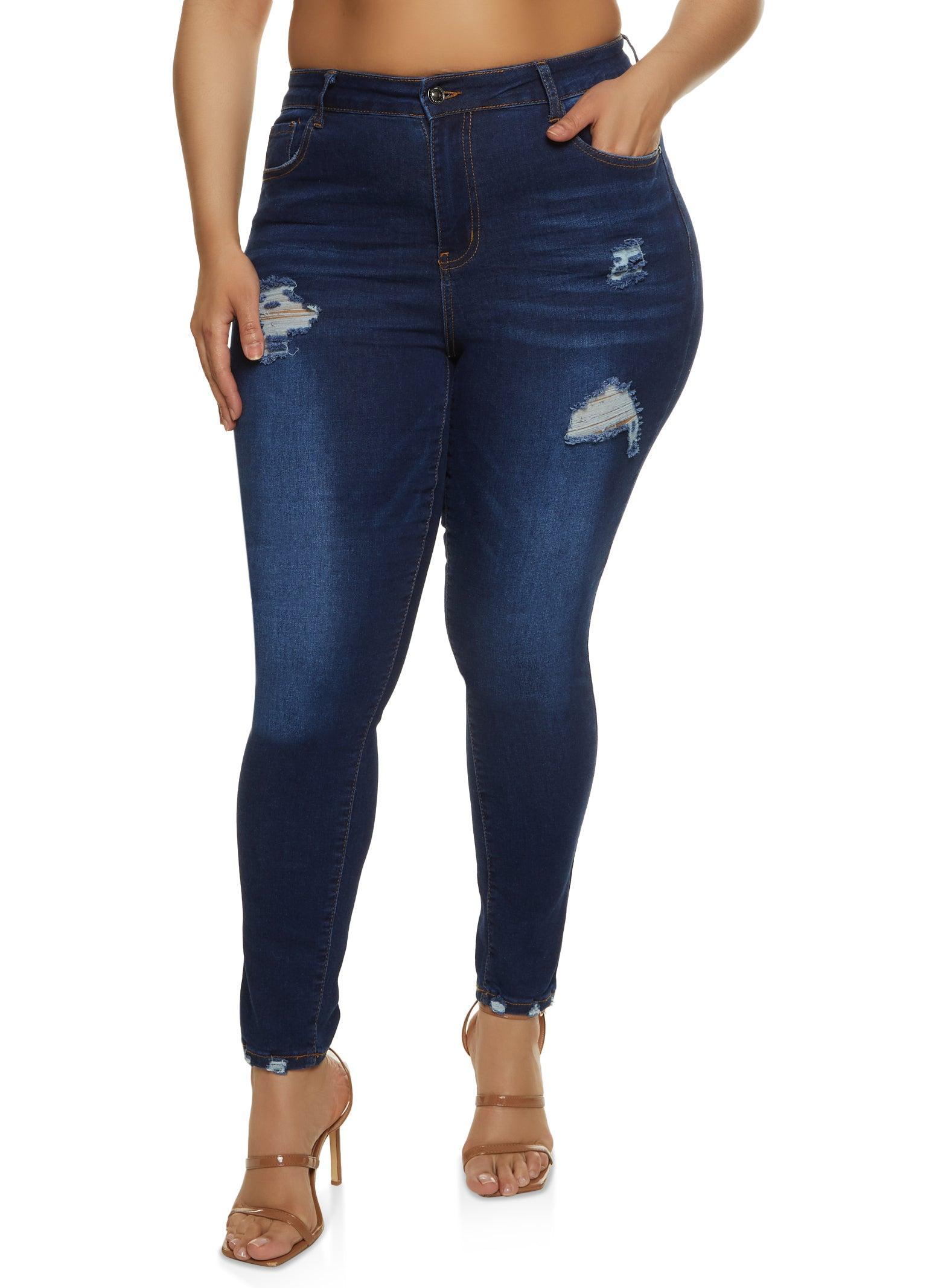 Womens Plus Size WAX High Waisted Distressed Jeans Product Image