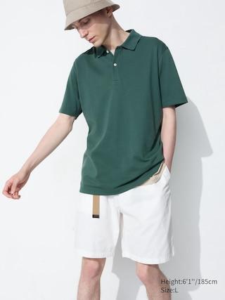 Mens Airism Cotton Pique Polo Shirt with Quick-Drying Green 2XL UNIQLO US Product Image