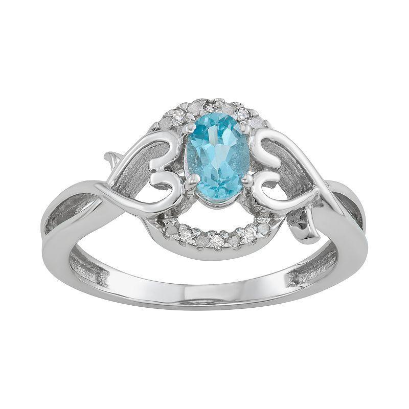 Jewelexcess Sterling Silver 0.45 T.W. Gemstone & White Diamond Accent Sterling Silver Ring, Womens Blue Topaz Product Image