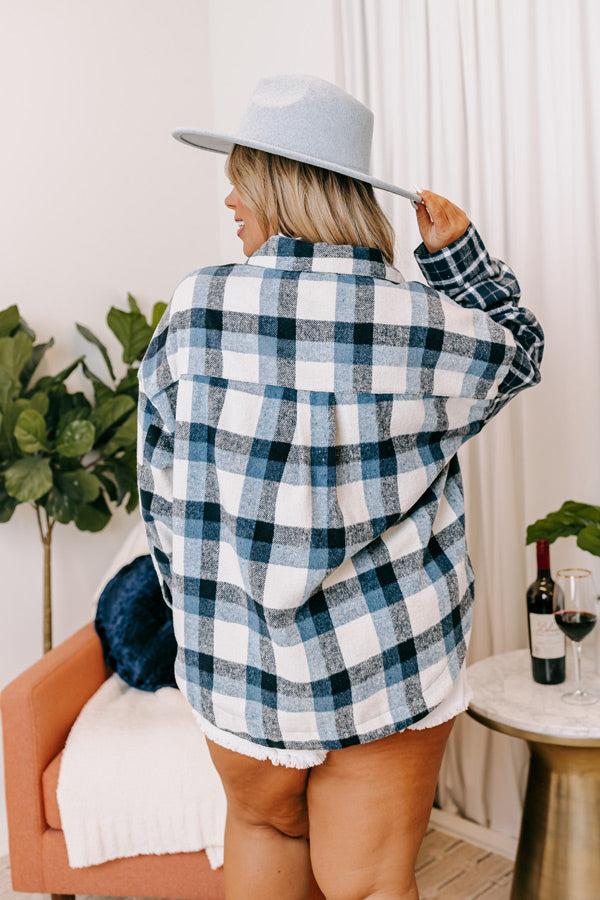 Nantucket Chill Plaid Jacket In Blue Curves Product Image