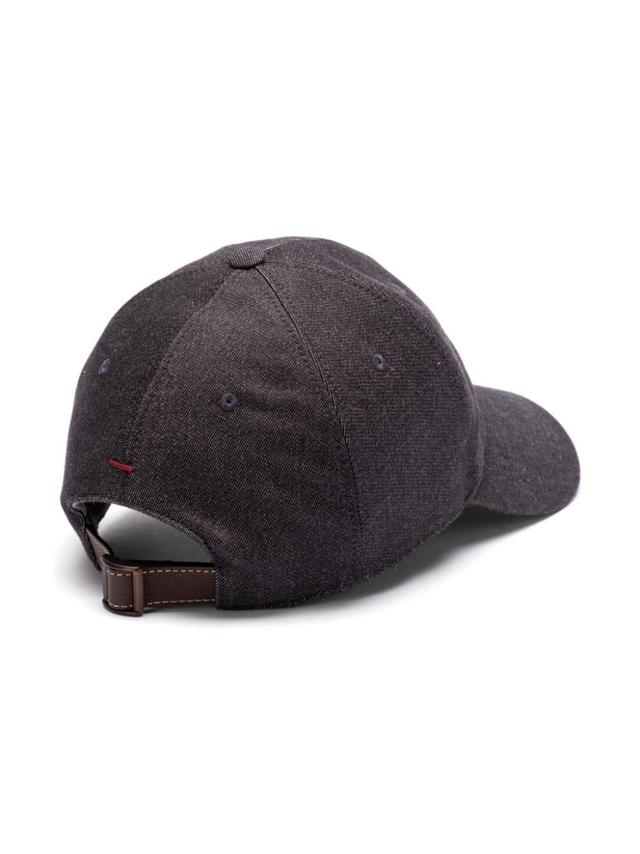 Men's Virgin Wool Fresco Baseball Cap With Embroidery In Grey Product Image