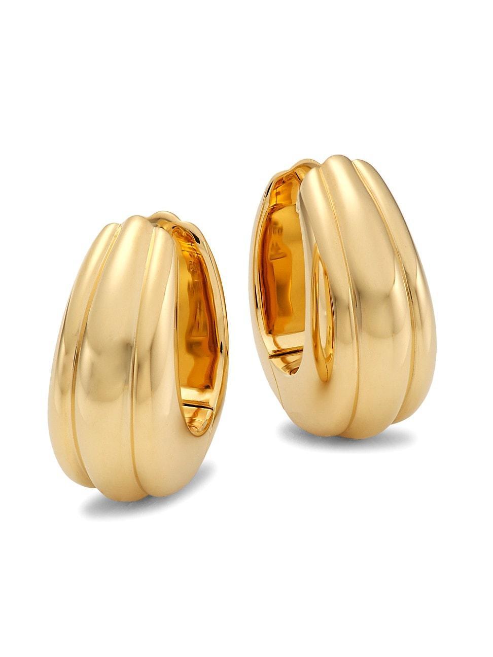 Womens Goldtone Sterling Silver Medium Ridged Hoop Earrings product image