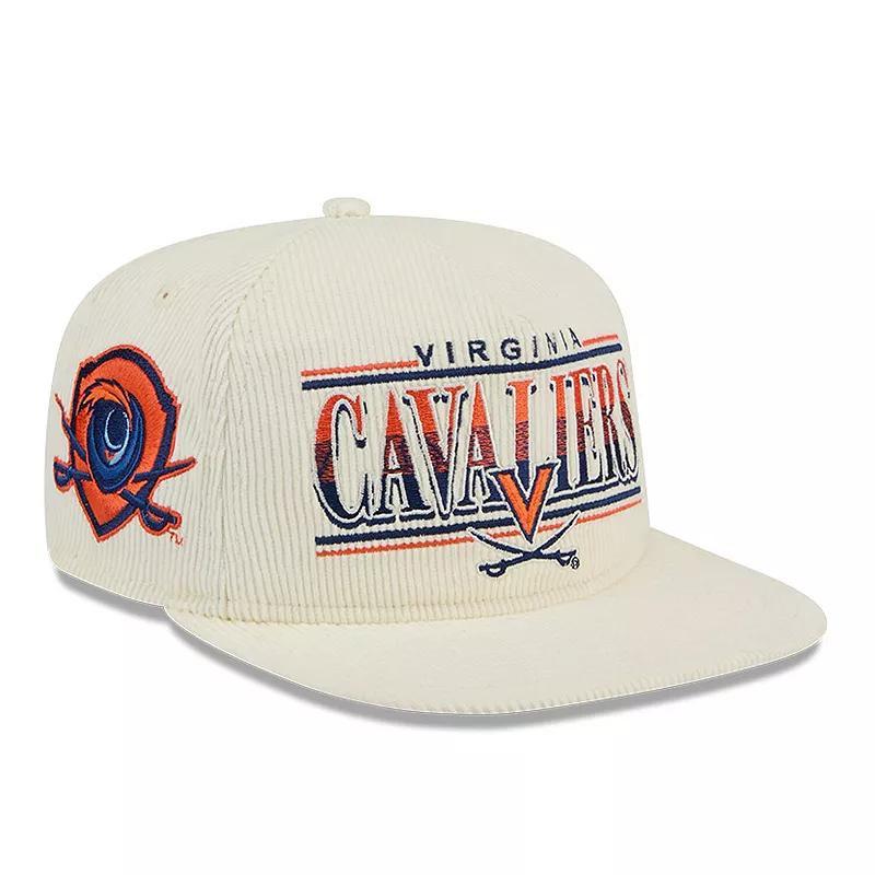 Mens New Era White Virginia Cavaliers Throwback Golfer Corduroy Snapback Hat Product Image