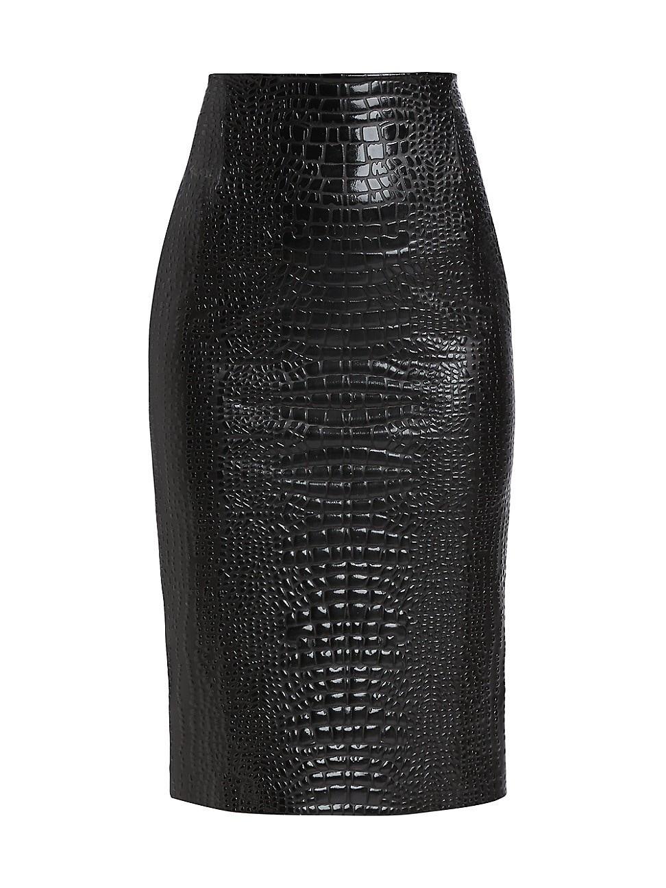 Womens Faux Crocodile Pencil Midi-Skirt product image