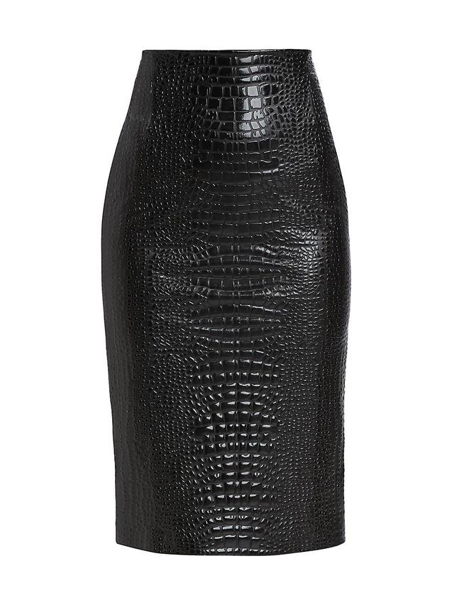 Womens Faux Crocodile Pencil Midi-Skirt Product Image