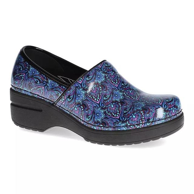 Easy Works by Easy Street Lead Womens Slip-Resistant Work Clogs Blue Paisley Patent Product Image