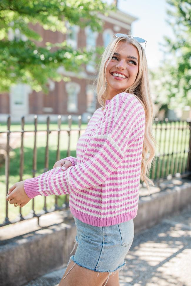 Midnight Dreams Pink Striped Sweater Product Image