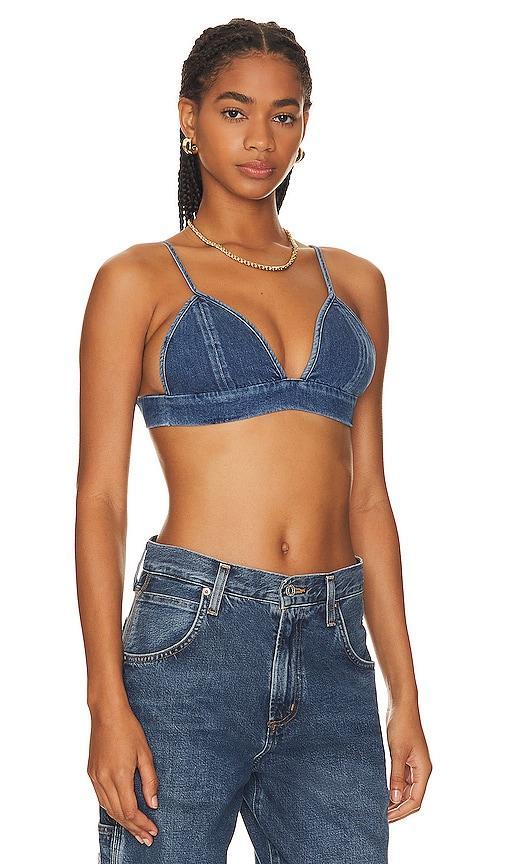 AGOLDE Denim Bralette Blue. (also in XS). Product Image