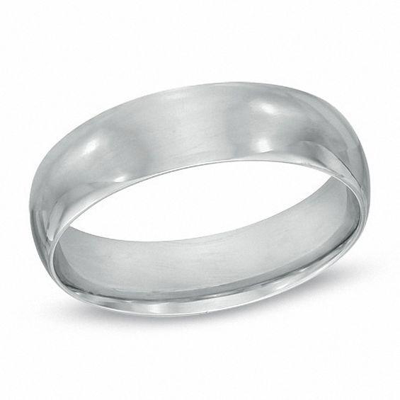 Men's 6.0mm Polished Comfort Fit Wedding Band in Sterling Silver Product Image