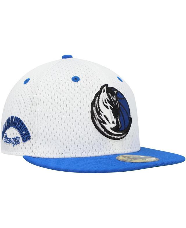 New Era Mens White Dallas Mavericks Throwback 2Tone 59FIFTY Fitted Hat - White, Blue Product Image