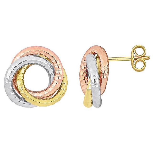 Stella Grace 3-Tone 10k Gold, Rose Gold & White Gold Open Love Knot Stud Earrings, Womens, Multicolor Product Image