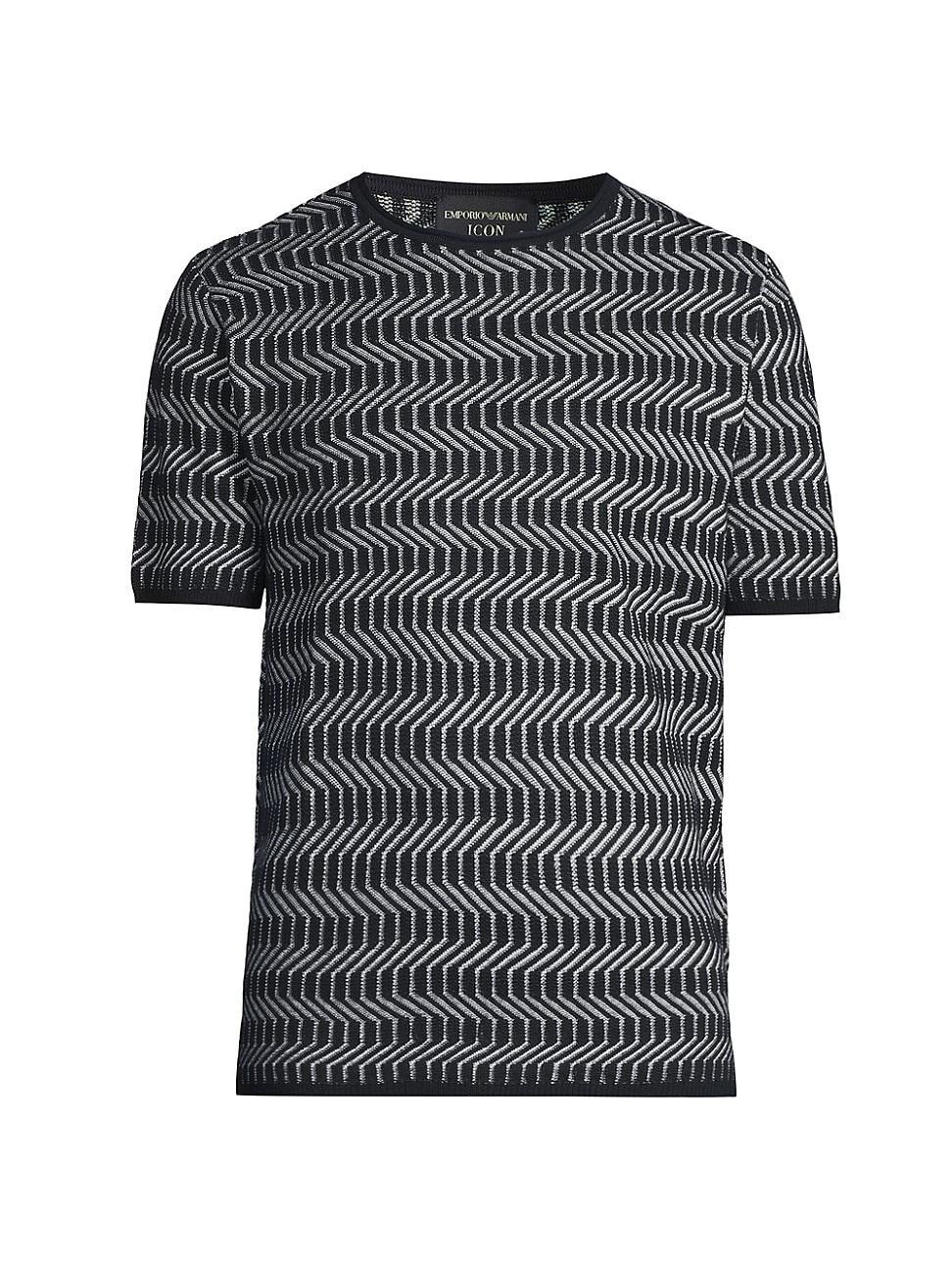 Men's Bicolor Jacquard Short-Sleeve Sweater Product Image