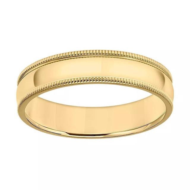 Mens Sterling Silver Milgrain Edge Polished Band Ring Gold Tone Product Image