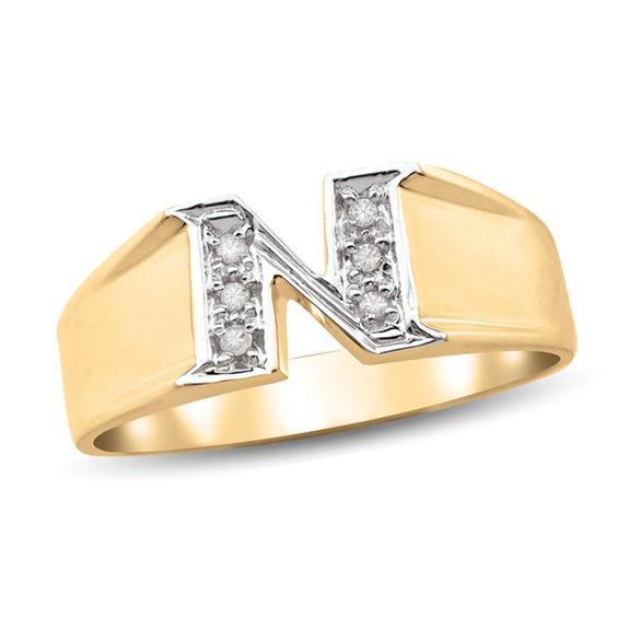 Men's Diamond Accent Initial Ring (1 Initial) Product Image