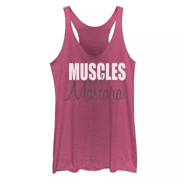 Juniors Muscles & Mascara Graphic Tank Top, Girls Pink Grey Product Image