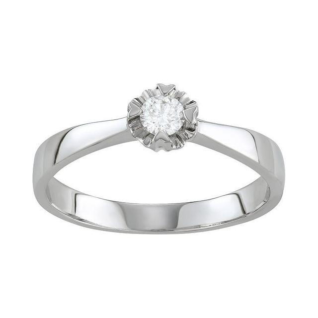 10k White Gold 1/6 Carat T.W. 10k White Gold Diamond Solitaire Ring, Womens 10k Whgold Product Image