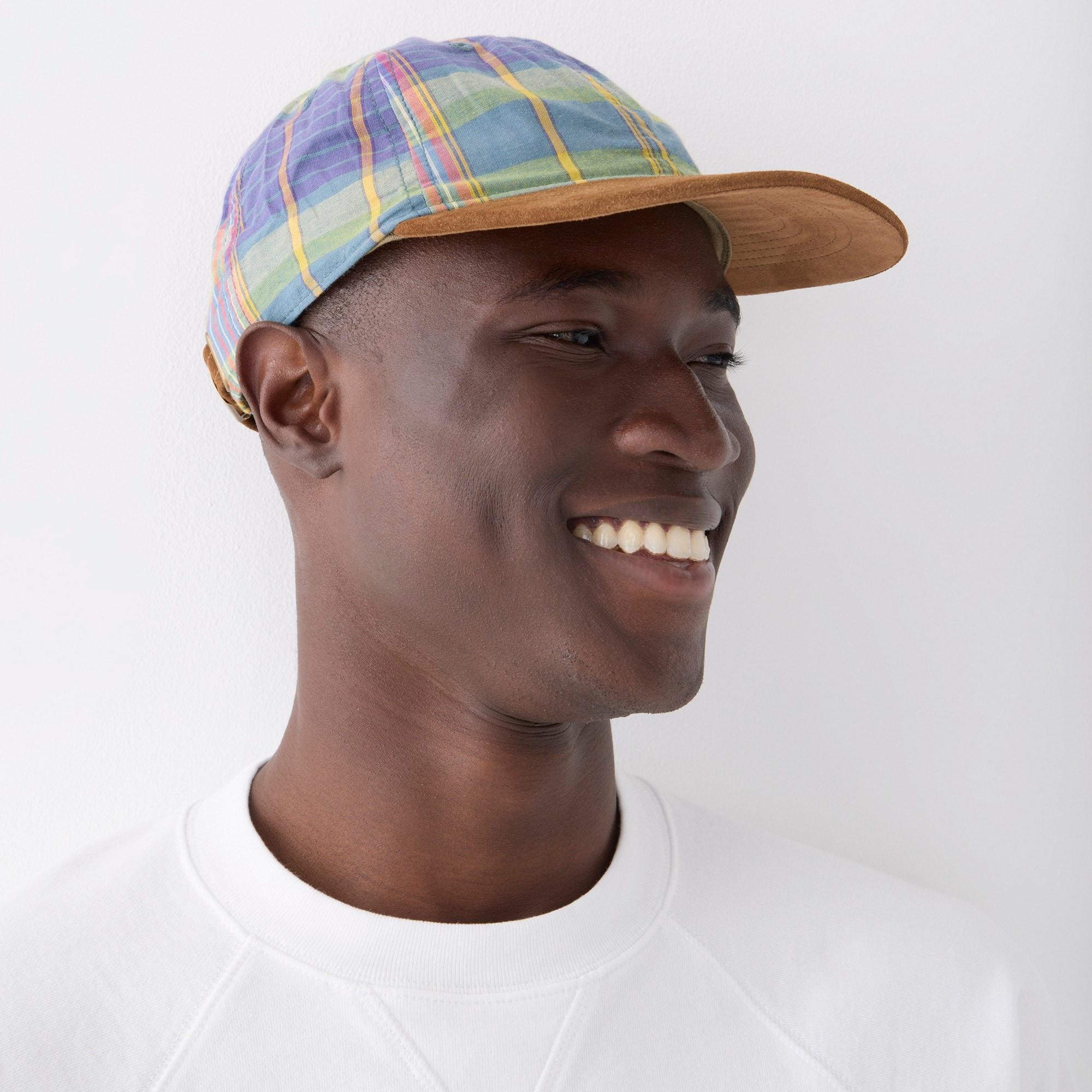 Baseball cap in plaid with suede brim Product Image