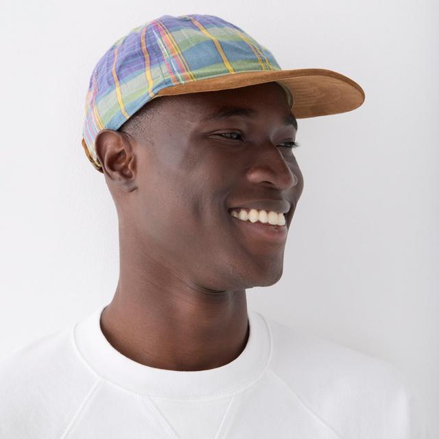 Baseball cap in plaid with suede brim Product Image