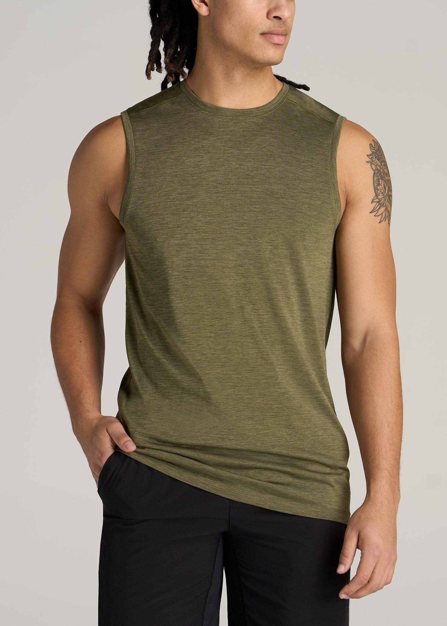 A.T. Performance MODERN-FIT Jersey Tank For Tall Men in Olive Mix Male Product Image