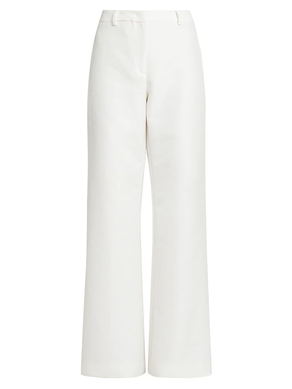 Womens Wide-Leg Cotton Trousers Product Image