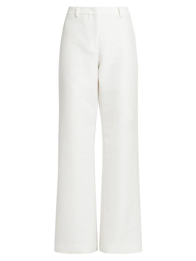 Womens Wide-Leg Cotton Trousers Product Image