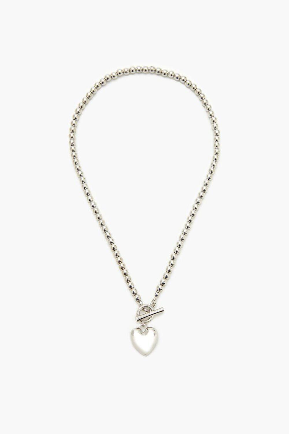 Beaded Heart Toggle Necklace | Forever 21 Product Image