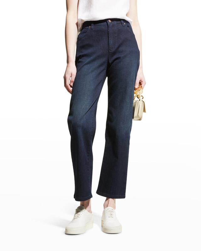 Stretch Organic Cotton High-Waist Ankle Jeans Product Image