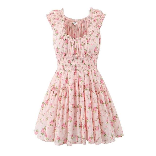 Sleeveless U-Neck Floral Print A-Line Dress Product Image