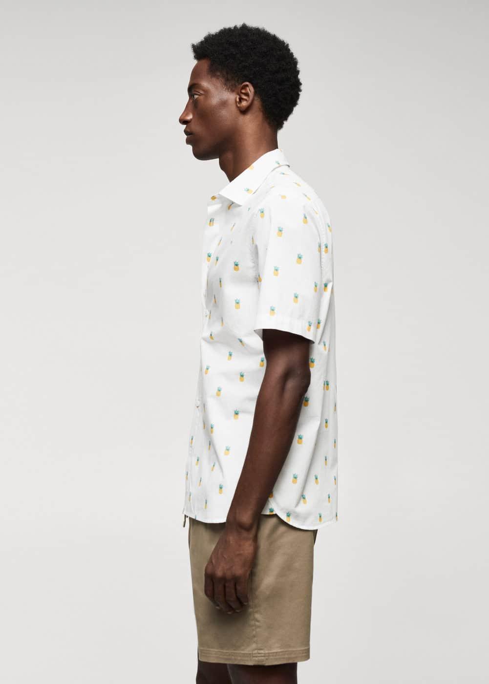 MANGO MAN - 100% cotton shirt with pineapple print whiteMen Product Image