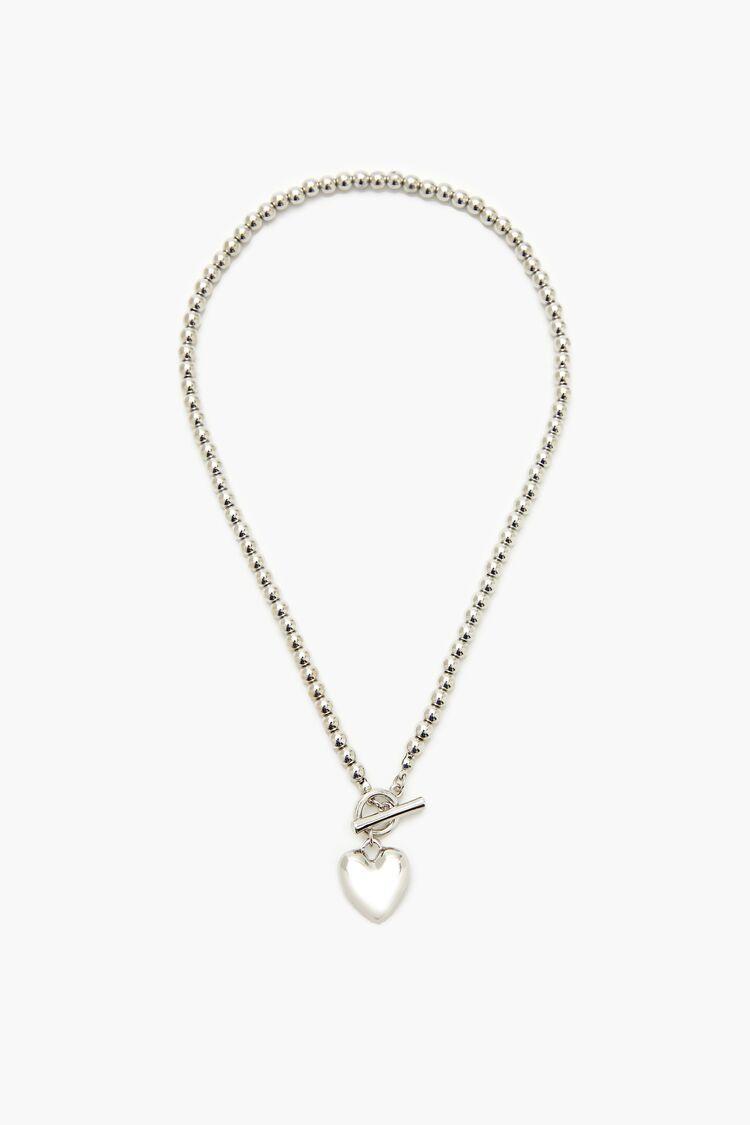 Beaded Heart Toggle Necklace | Forever 21 Product Image