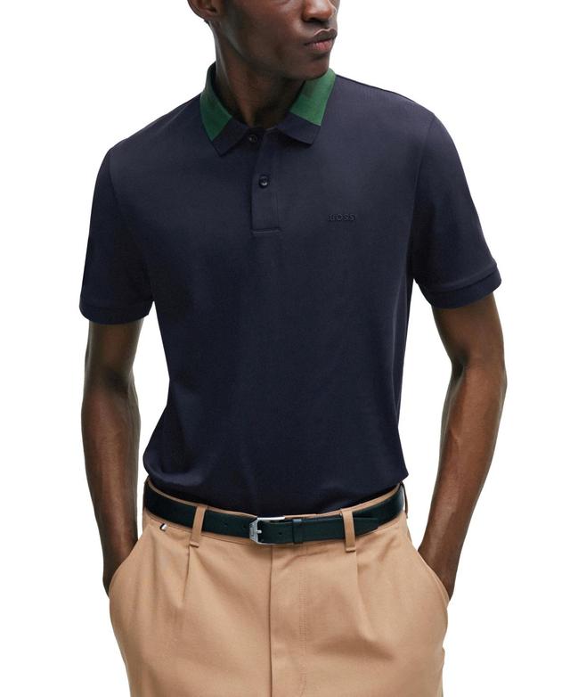 Boss by Hugo Boss Mens Color-Blocked Collar Slim-Fit Polo Shirt Product Image