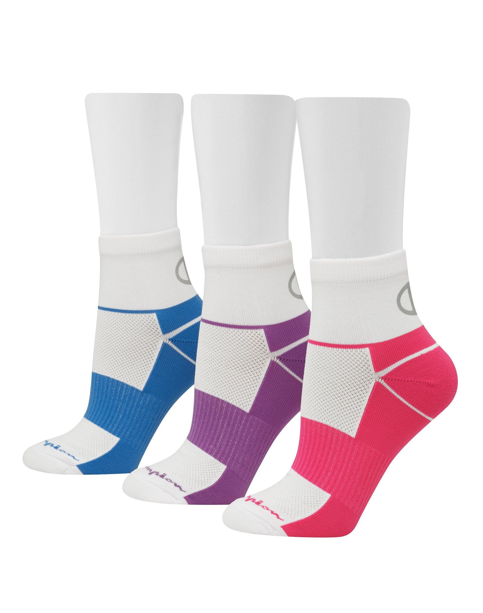 Champion Womens Sport Ankle Socks, 3-Pairs Assorted White/Grey 5-9 Product Image