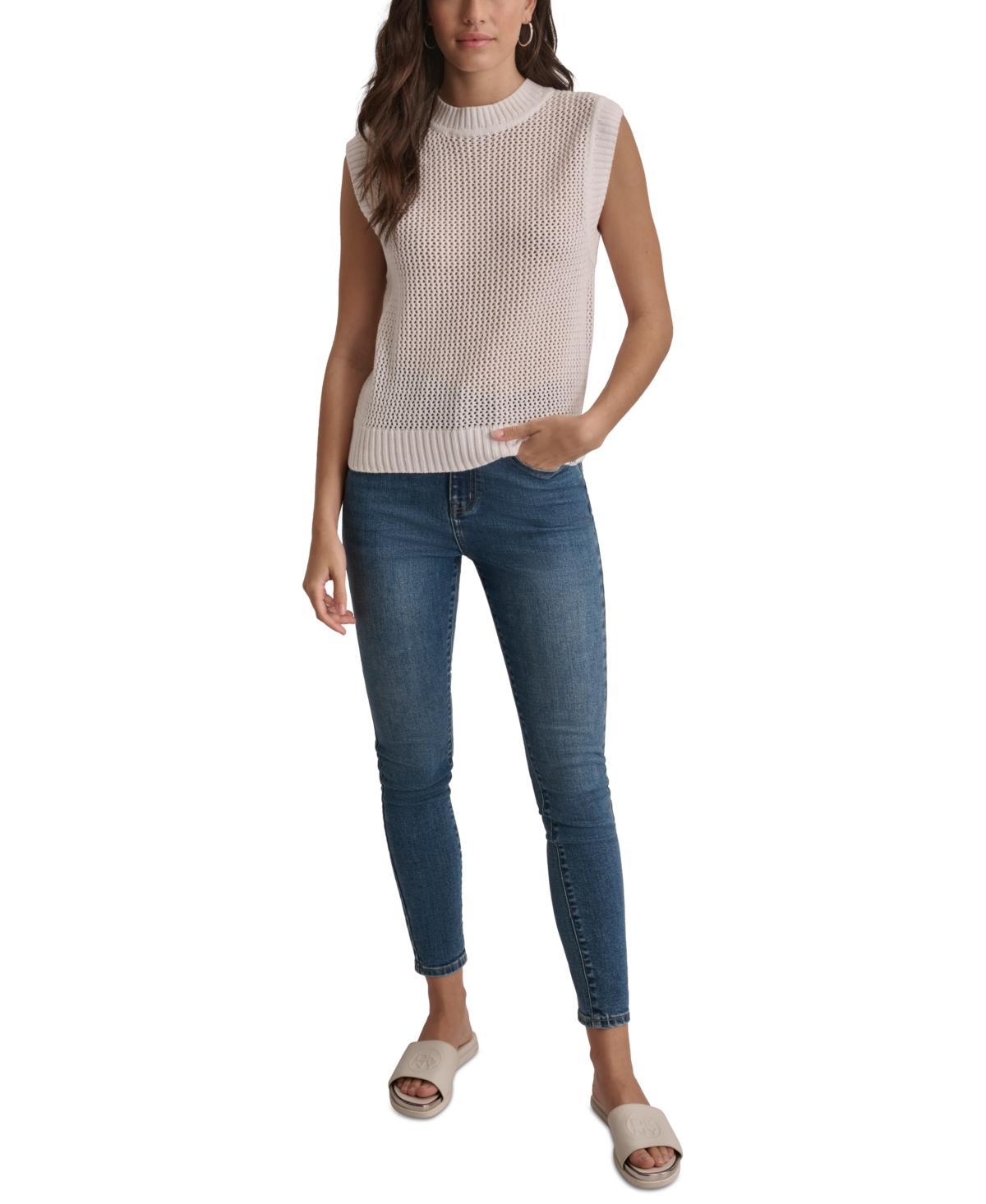 Dkny Jeans Womens Cotton Open-Stitch Sweater Vest Product Image