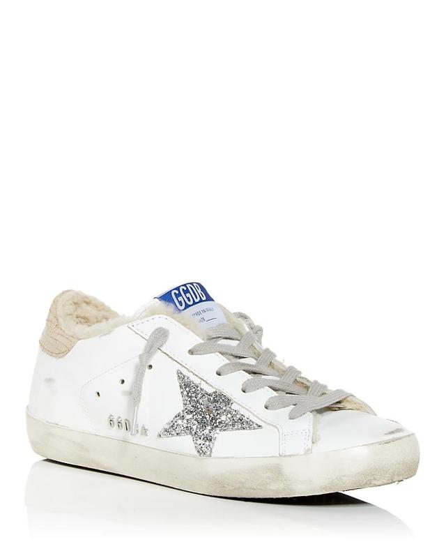 Golden Goose Womens Super-Star Shearling Low Top Sneakers Product Image