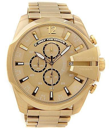 Diesel Mens Chronograph Mega Chief Gold-Tone Stainless Steel Bracelet Watch 59x51mm Product Image