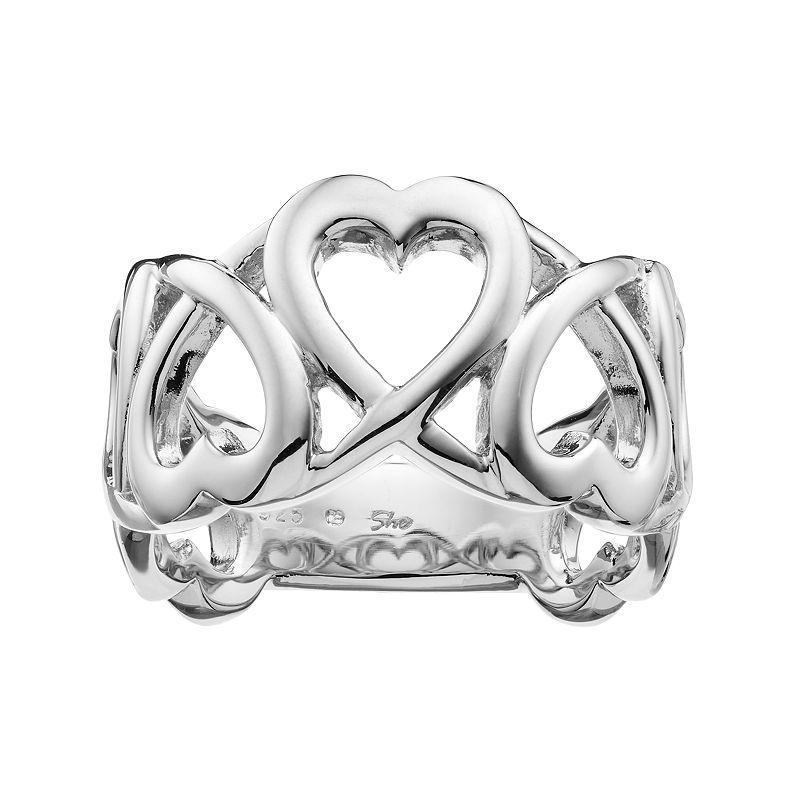 Boston Bay Diamonds Sterling Silver Openwork Heart Ring, Womens Grey Product Image