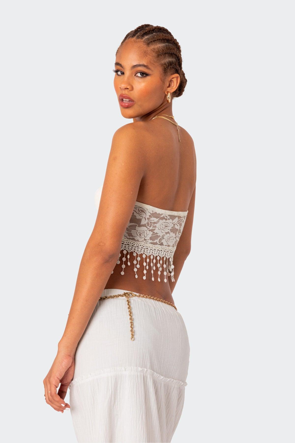 India Sheer Lace Strapless Top Product Image