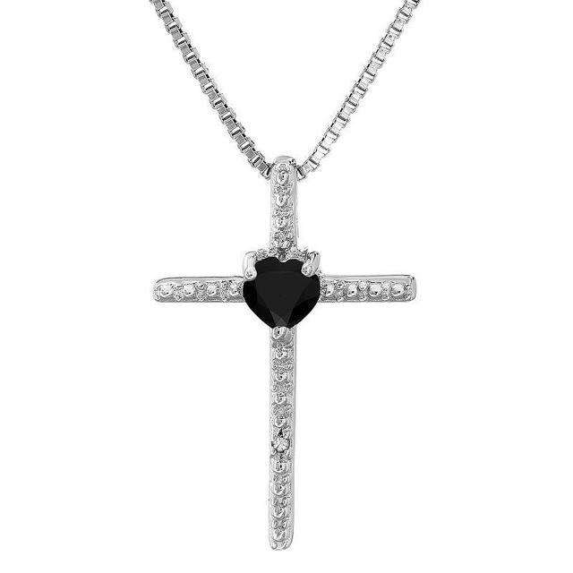 Gemminded Sterling Silver Black Onyx & Diamond Accent Cross Pendant Necklace, Womens Product Image