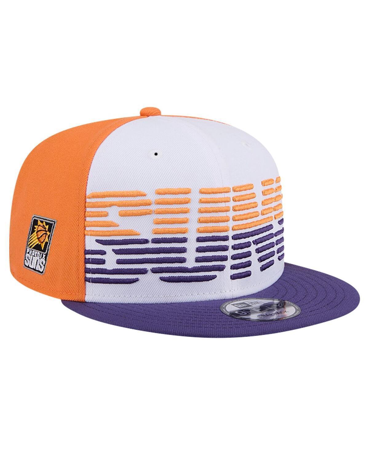 Mens New Era White/Purple Phoenix Suns Throwback Gradient Tech Font 9FIFTY Snapback Hat Product Image