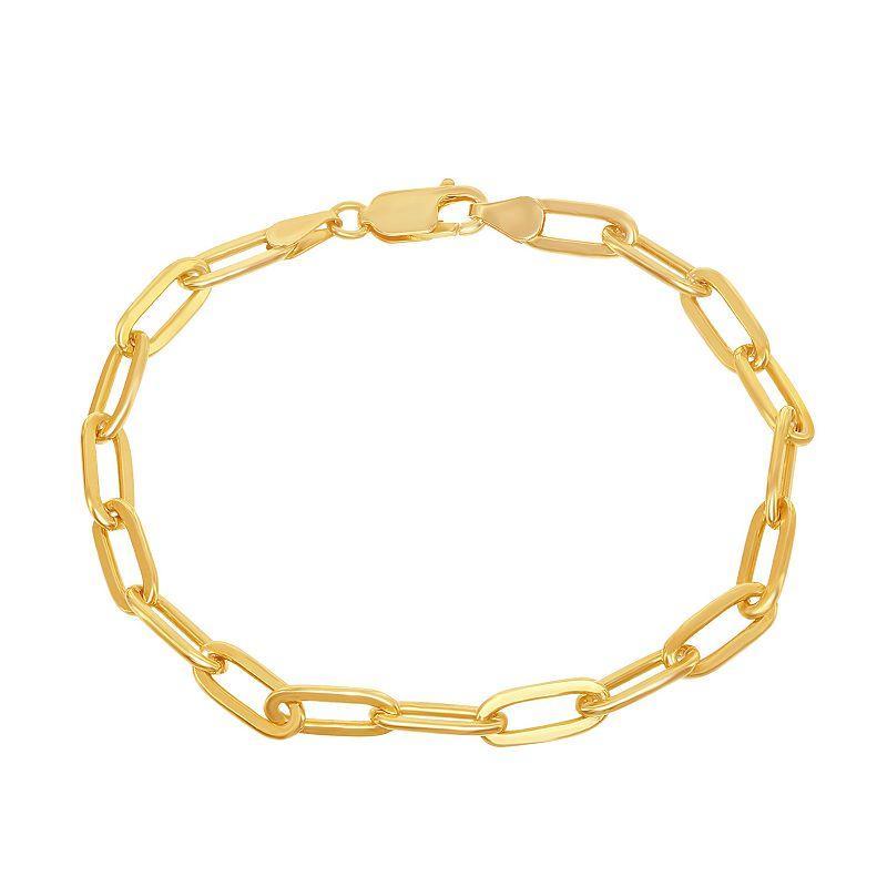 14k Gold Over Silver Paper Clip Chain Bracelet, Womens Gold Tone Product Image